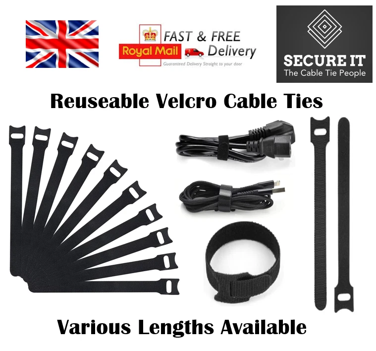 Velcro Double Sided Reusable Cable Ties Sizes 150mm 200mm 250mm 300mm