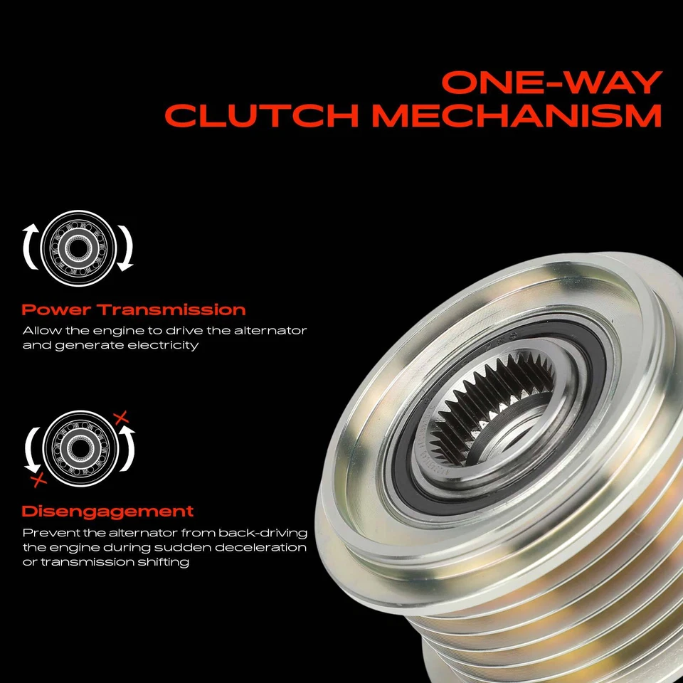 Polea embrague alternador para Ford Focus 2002 2003 2004 2,0 L 6 ranuras en el sentido de las agujas del reloj Foto 3 de 4