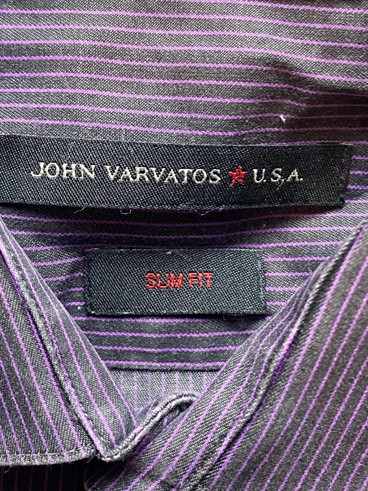 Camisa John Varvatos Adulto 15 32/33 (Pequeña) Púrpura Calce Ajustado Abotonada EE. UU. Para Hombres Foto 4 de 4