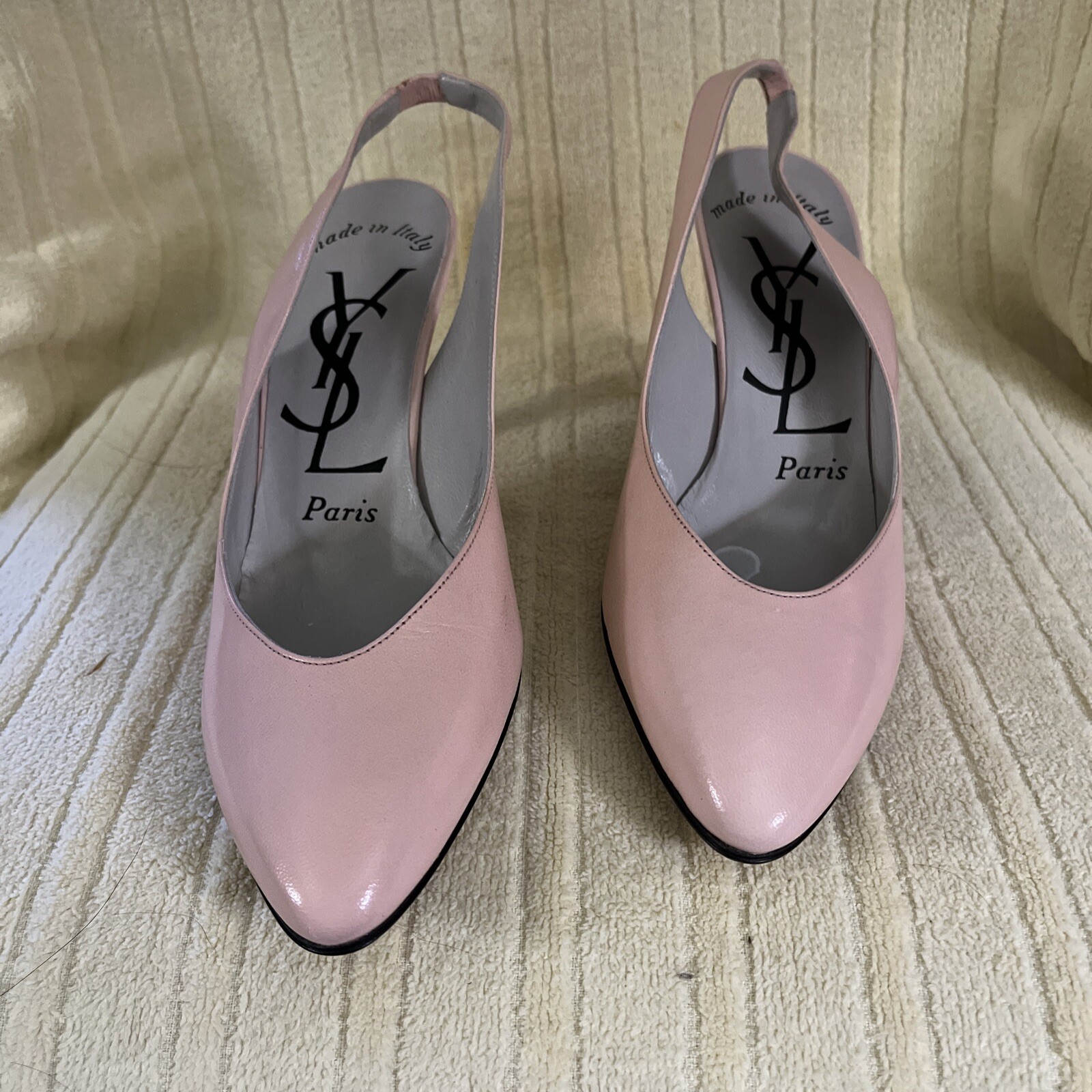 Yves Saint Laurent da donna décolleté per schienale in pelle patinata rosa taglia 7 nuove con scatola