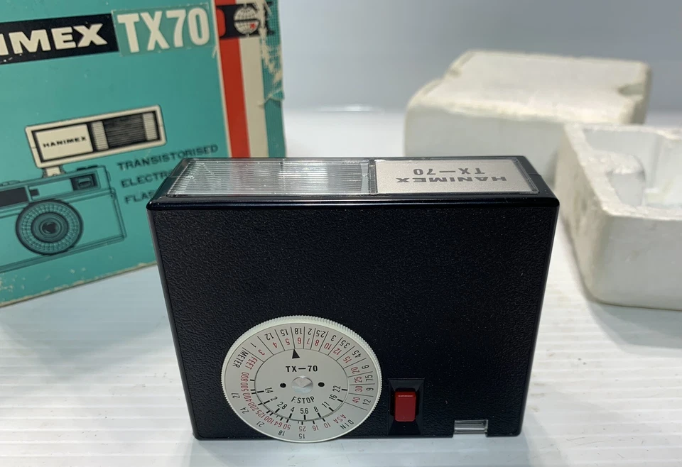 Unidad de flash de cámara electrónica Hanimex TX70 de colección con caja e instrucciones ordenadas Foto 4 de 4