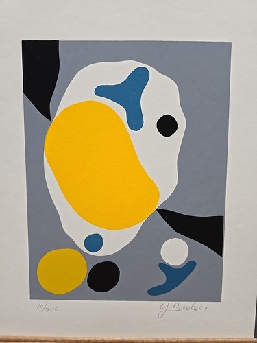 "G. Bettser signiert & nummeriert Siebdruck Abstrakt #10/200 1970er 13""×10" - Bild 2 von 2
