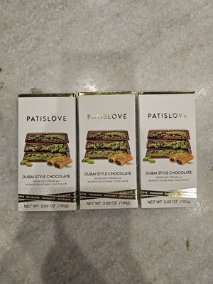 3 Patislove Dubai Style Milk Chocolate Bar with Pistachio Cream & Crispy Kadayif