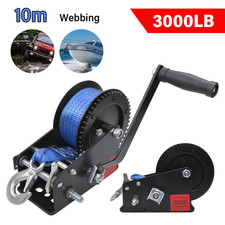 3000lbs / 1360KG Bootswinde Gurtwinde-10m Gurt Handwinde Trailer Seilwinde Winde