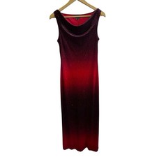 Vintage Y2K Whimsigoth Size Medium Black Red Velvet Glitter Polka Dot Dress