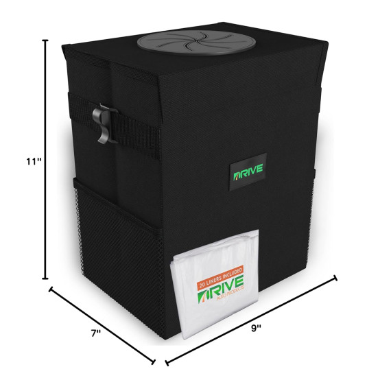 Drive Auto Car Trash Can - Collapsible, Leakproof Garbage Bin with 20 Trash B...