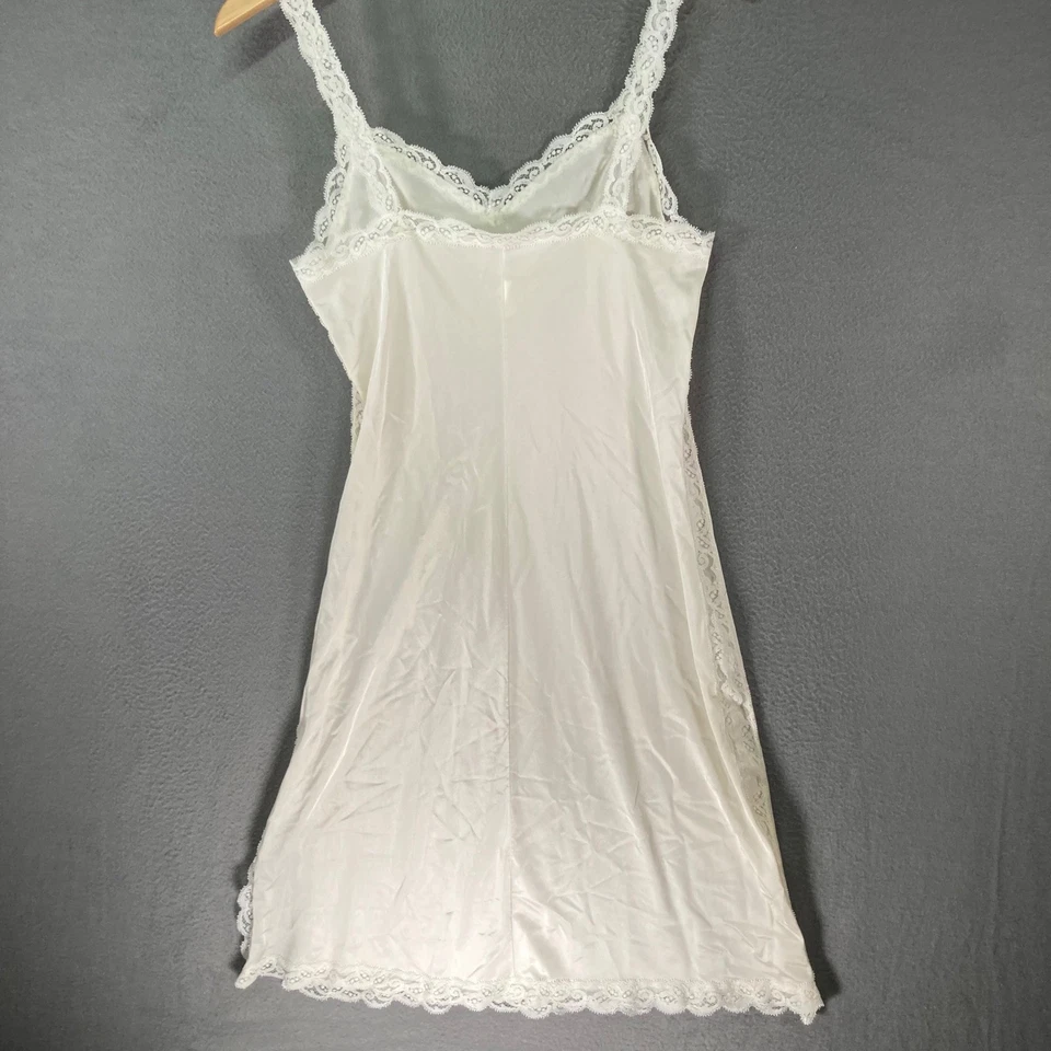 Vestido sin mangas vintage blanco con ribete de encaje camisola camisón pijama lencería Foto 2 de 4