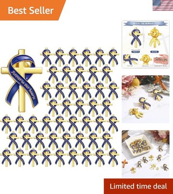 Funeral Favors for Guests Funeral Memorial Pin Cross Ribbons Forever in Our Hear
