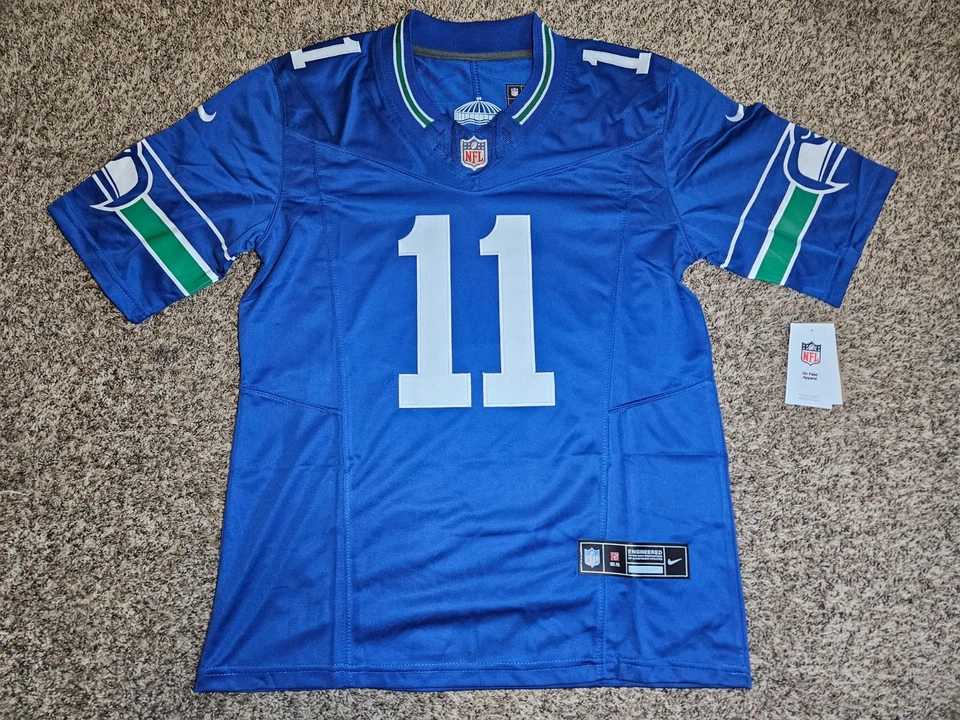 Jaxon Smith-Njigba #11 Seattle Seahawks Blue FUSE Jersey Mens - Image 2 of 4