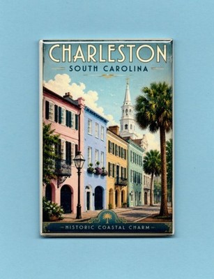 CHARLESTON SOUTH CAROLINA TRAVEL POSTER *2X3 FRIDGE MAGNET* HISTORIC COASTAL SC