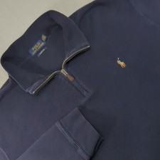 Polo Ralph Lauren Estate Rib Quarter Zip Mens Pullover Navy Blue Size XXL