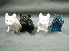 4 Vintage Westmoreland Glass Bulldog Figurines 2.5” - Milk, Blue, Black