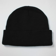 Unbranded Unisex Ribbed Cuff Cozy Knit Beanie in Black Color One Size Fits All