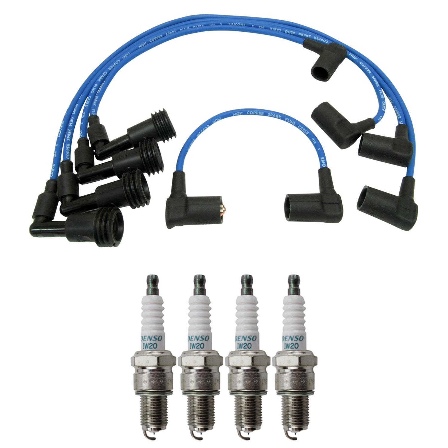 NGK Wire Set  Denso 4 Iridium Power Spark Plugs Kit for 924 944 2.5L 2.7L L4