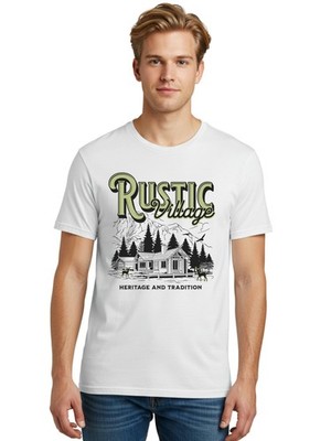 Rustic-Village Mens Graphic Tee,100% Cotton,Casual Summer Wear
