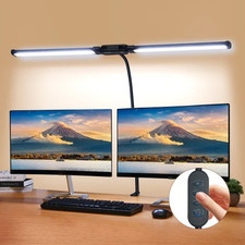 LED Desk Lamp with Clamp Double Head Desk Lamp with 360 Adjustable Gooseneck