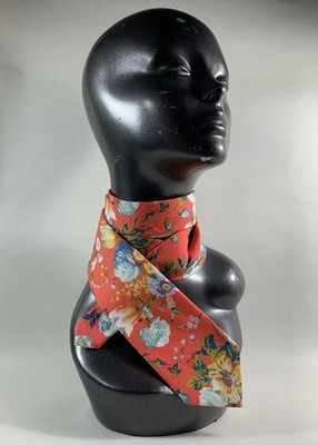 L.A. Smith Herrenkrawatte aus rotem Blumen Liberty 100 % Baumwollstoff 60 Zoll