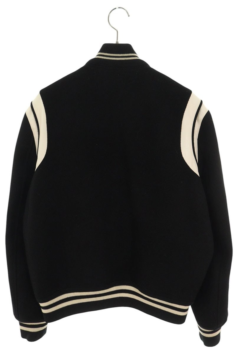 Giacca Saint Laurent Paris Teddy Stadium bordo pelle taglia 50 bianco e nero uso