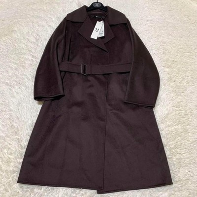 UNIQLO Plusj Jil Sander Long Wool Cashmere Blend Wrap Coat 38 Brown JAPAN