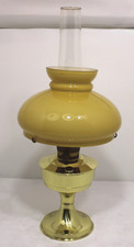 Vintage Aladdin 23 Brass Oil Lamp with Yellow/Orange Shade and Chimney