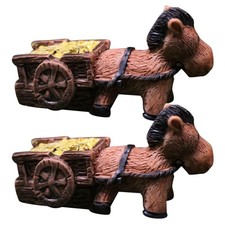 2 Pcs Donkey Figurine Garden Funny Animal Ornaments Decorative Cartoon