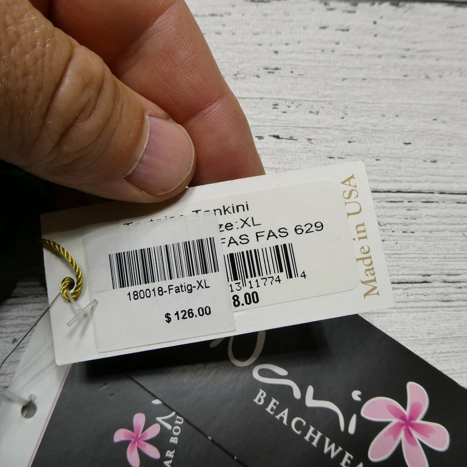 Traje de baño Nani Nalu Tankini Top para mujer XL verde halter acanalado hecho en EE. UU. Ropa de playa Foto 3 de 4