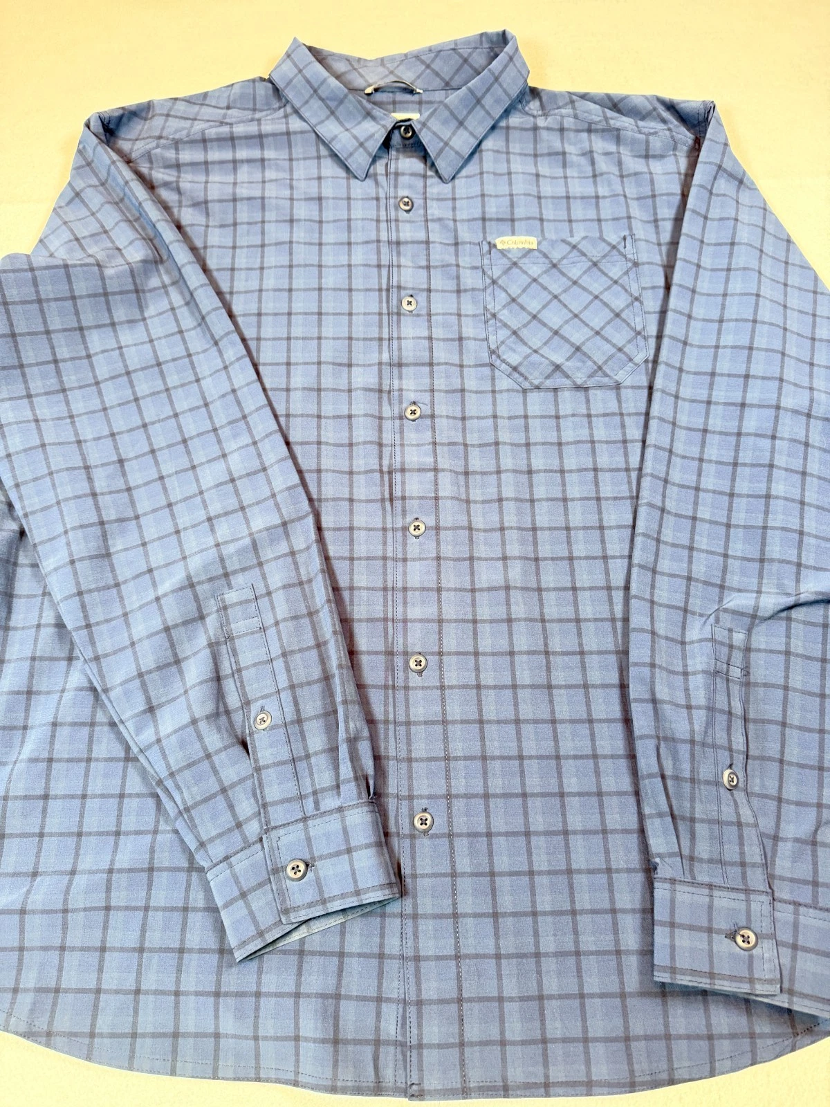 Columbia Sportswear Men's Long Sleeve Plaid Button Down Shirt Blue XXL