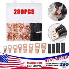 280Pcs Copper Battery Ring Crimp Electrical Wire Connectors Cable Lug Terminals
