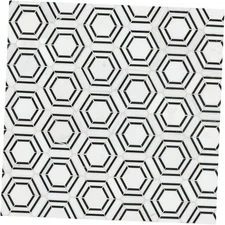  AMZ-MD-00243 Georama Nero 13 in. x 11 Hexagon CASE Marble Georama Nero White