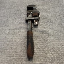 Vintage Stanley Sweetheart Pipe Wrench 10" Wood Handle SW Logo Antique Tool