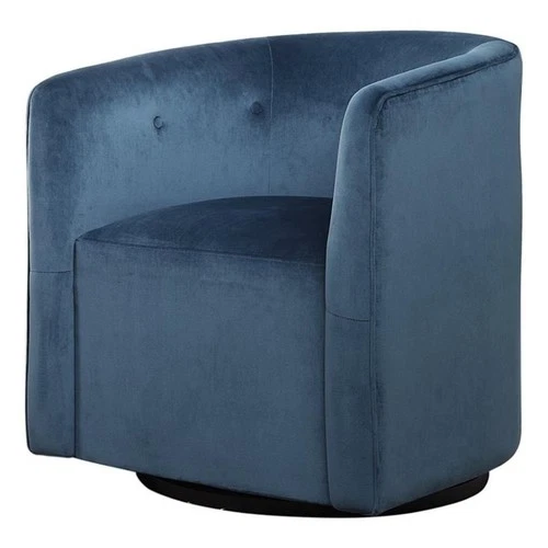 Uttermost Mallorie Contemporary Wood and Fabric Swivel Chair in Ink Blue - Picture 2 of 8