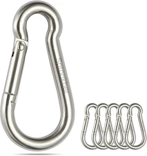 Stainless Steel Spring Snap Hook Carabiner - 304 Stainless Steel Clips, Set of 6