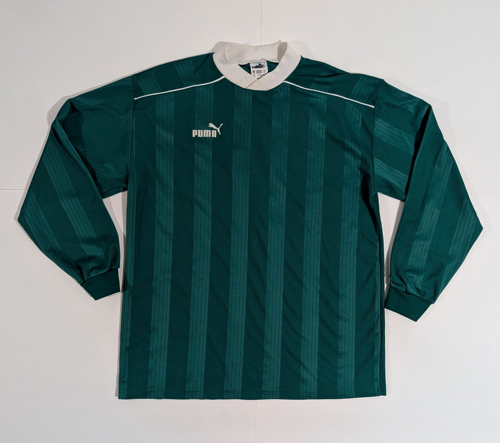 Puma Vintage 90s Soccer Jersey LS Green Busenbach #7 Size XL Made In Hungary