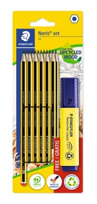 STAEDTLER 120 BK12P1 special pack of 12 Noris HB pencils with FREE neon yellow T