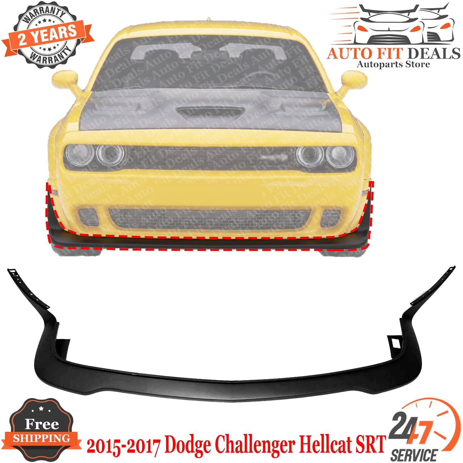 Front Bumper Lower Valance Textured For 2015-2023 Dodge Challenger Hellcat SRT