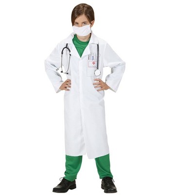 Widmann Doctor (Lab Coat, Face Mask) (128 cm / 5-7 Years) White