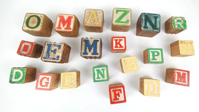 Vintage Wooden Alphabet Letter Blocks Variety Sizes Mixed Lot of 20 READ