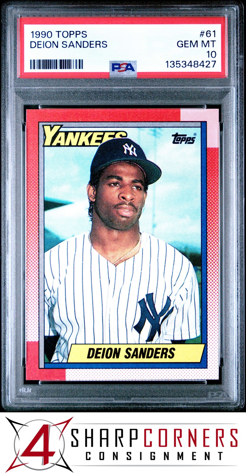1990 TOPPS #61 DEION SANDERS RC YANKEES PSA 10