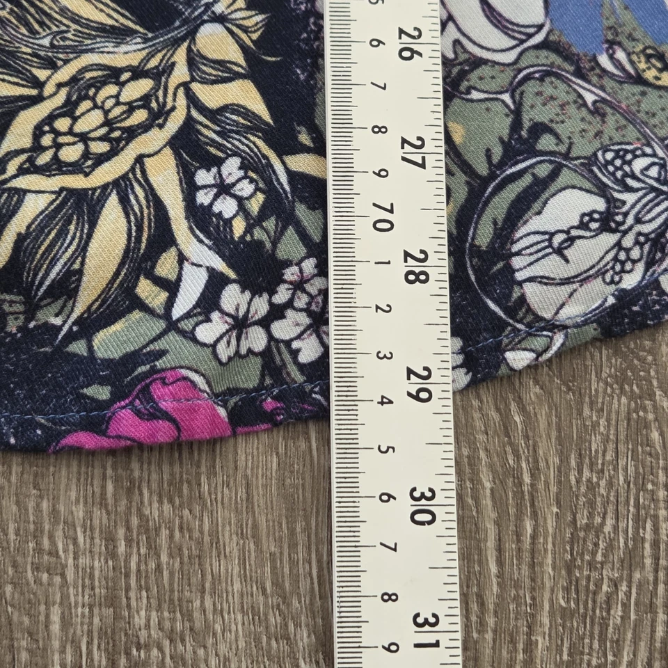 Tru Luxe 牛仔纽扣衬衫 XL 码混合花卉长袖卷边袖 — 第 4/4 张图片