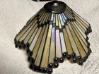 Vintage Tiffany Style Stained Glass Lamp Shade Only 14" Amber Jewel Slag Glass