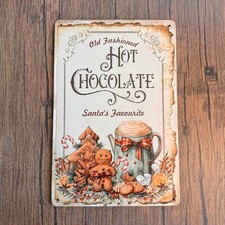 Christmas Holiday Sign Metal Sign Kitchen Home Decor Gift Idea Hot Cocoa NEW 
