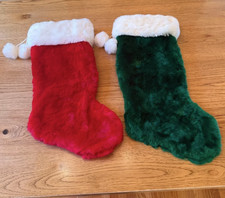 Giant Christmas Stockings Set - Red  Green with White Cuffs