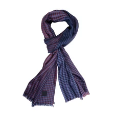 Salvatore Ferragamo Multi-Color Silk Wool Checkered Shawl Scarf