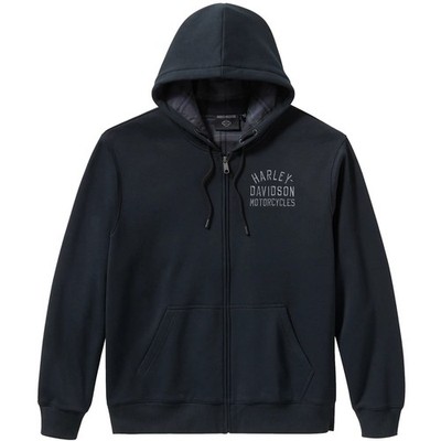 Harley Davidson Zip Hoodie Plaid Lined Schwarz Innenfutter Kariert Herren 