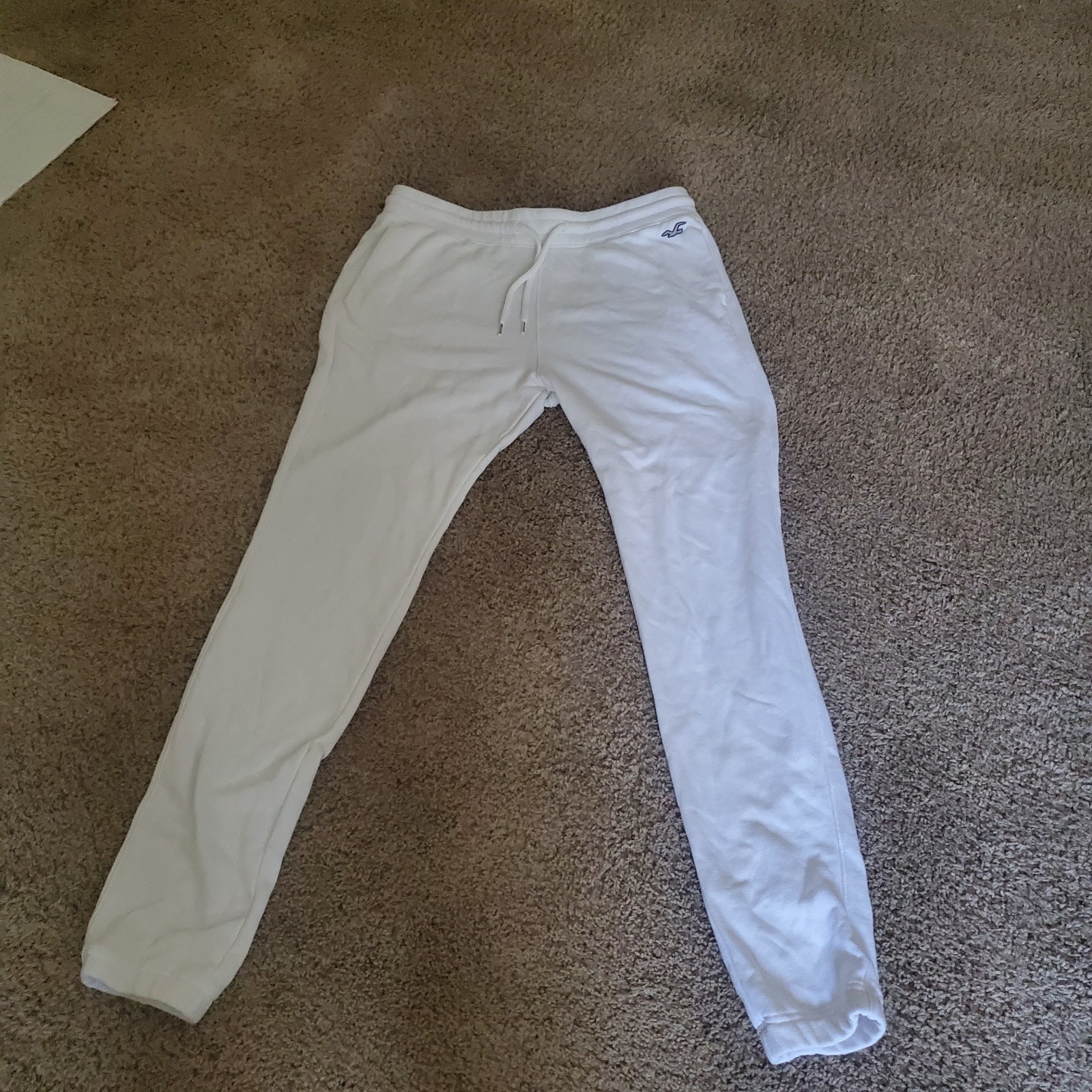 Hollister Men's Medium White Lounge Sweatpants with Pockets & Drawstring