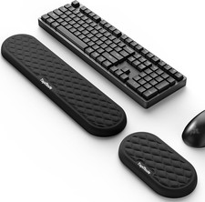 Upgraded Wider Wrist Rest Set, Soft Memory Foam Keyboard Hand Rest Pad, Computer