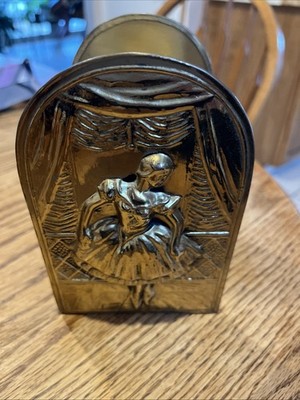 Antique Bookends Brass / Gold Ballerina Dancers Book Ends Pair Made In England