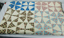 VINTAGE GRANDMAS PATCH WORK QUILT ABSTRACT FLOWERS PATTERN BORDER LARGE 66X80