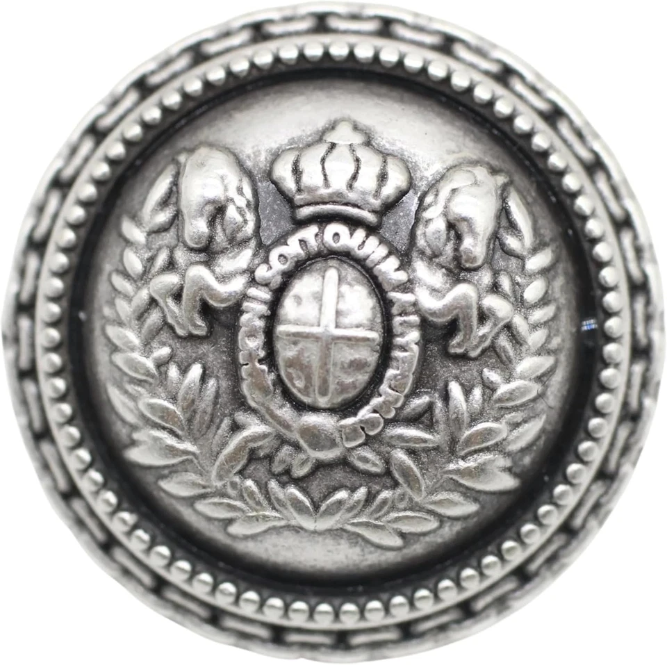 Antique Silver Metal Buttons - 12 Pcs - 5 Size Options - Twin Horse round Metal  - Image 4 of 4