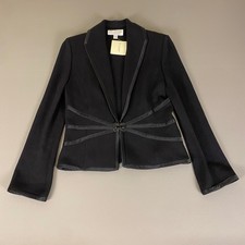 St. John Evening Knit Blazer Jacket Size 4 Black Embellished Formal Sleek NWT